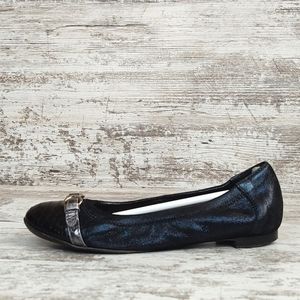 🟦Sz 36/6 AGL Attilio Giusti Leombruni Midnight Blue Shimmer Flats